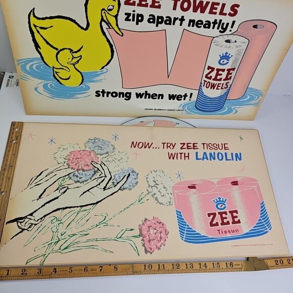 Vintage Advertising Signs 1950s - Zee Tissue Crown Zellerbach Canada Limited - Picture 2 of 13